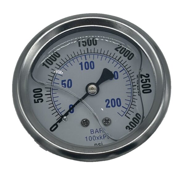 GAUGE, BACK MOUNT, 3K PSI, LIQUID FILLED