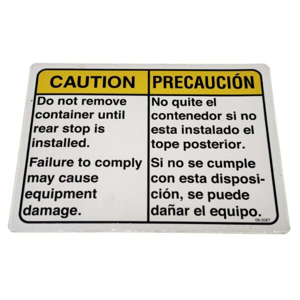 Marathon, 060067, Decal "Caution Do Not Remove Container"