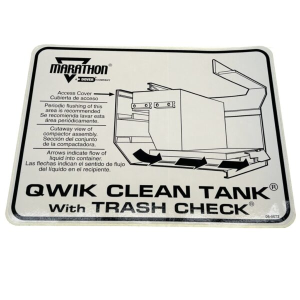 Marathon, 060072, Decal "Qwik Clean Tank with Trash Check"