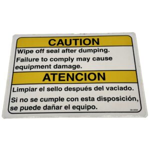 Marathon, 060094, Decal "Caution Wipe Off Seal After Dumping"