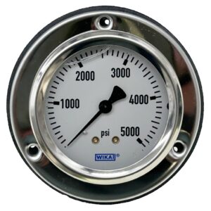 Gauge, Pressure, 0-5000 PSI, Back Mount, Panel Mount, Liquid Filled